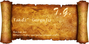 Takó Gergely névjegykártya